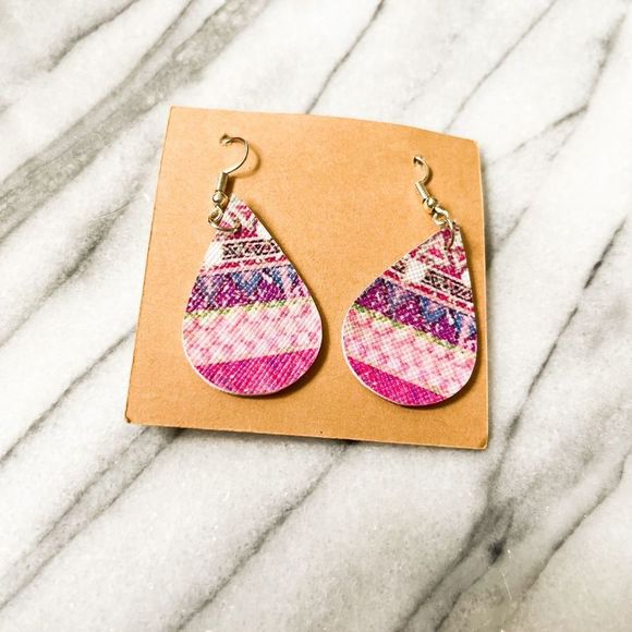 MARIE AND ME CO Jewelry - Small Pink Faux Leather Earrings